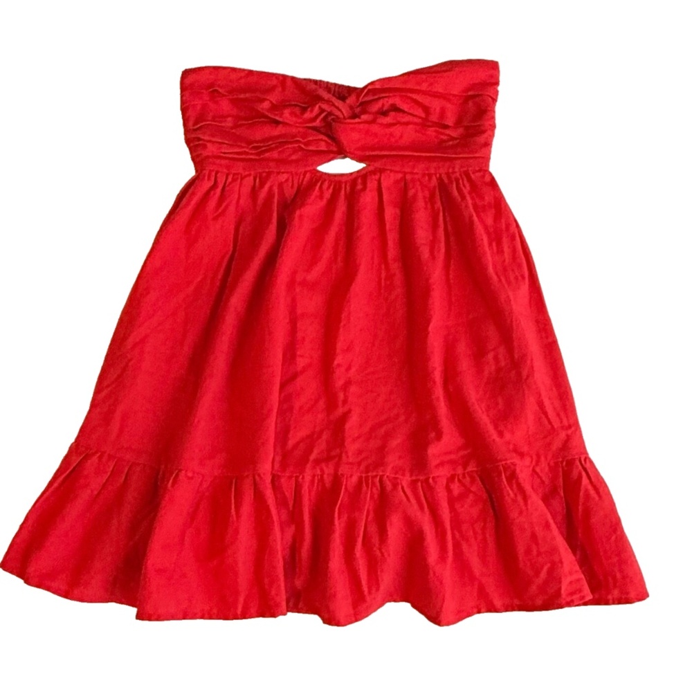 Cotton Candy Red Mini Dress with Playful Ruffle Hem